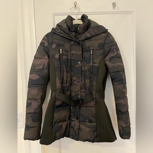 Michael Kors camo puffer with belt